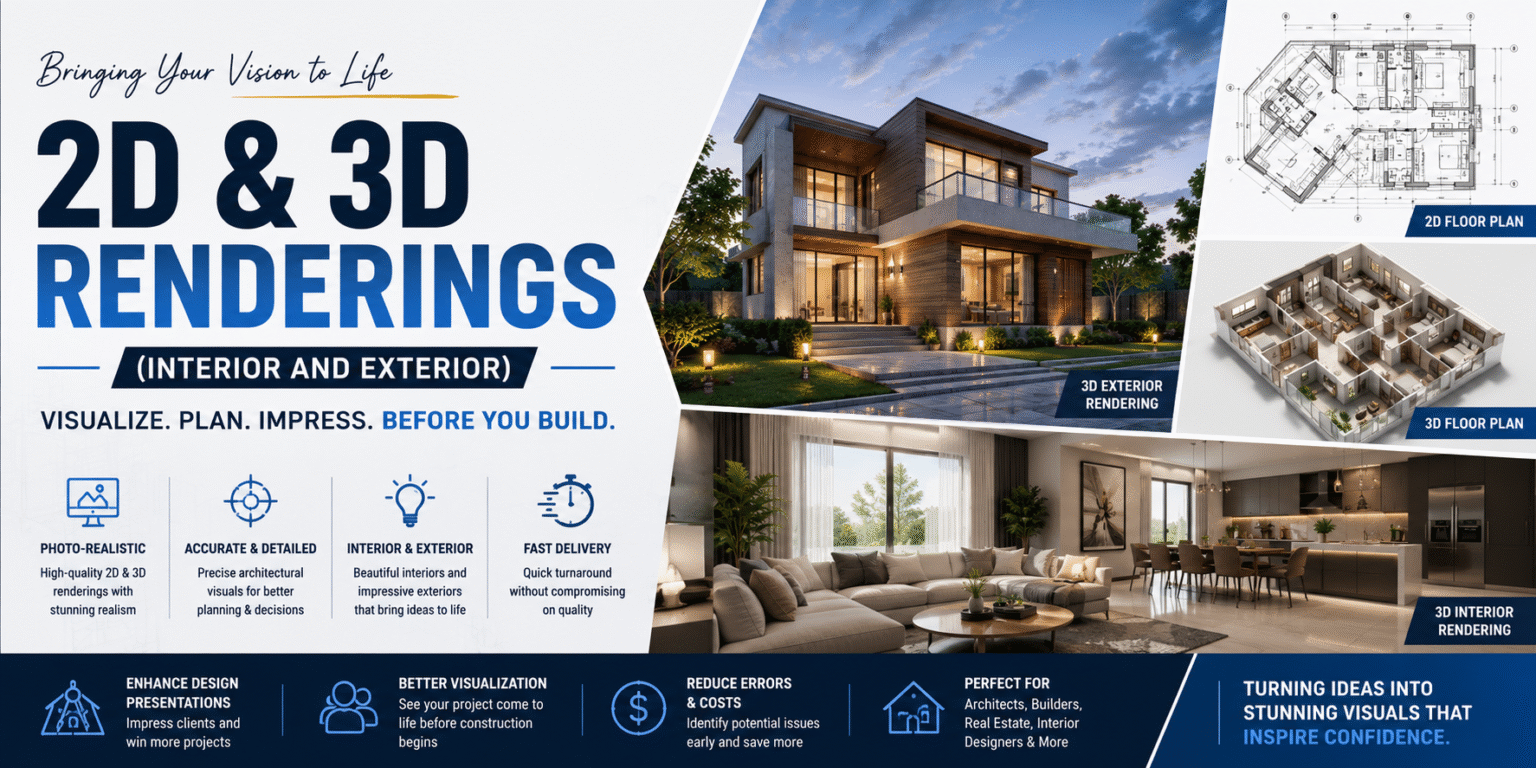2D & 3D Renderings(interior and exterior)