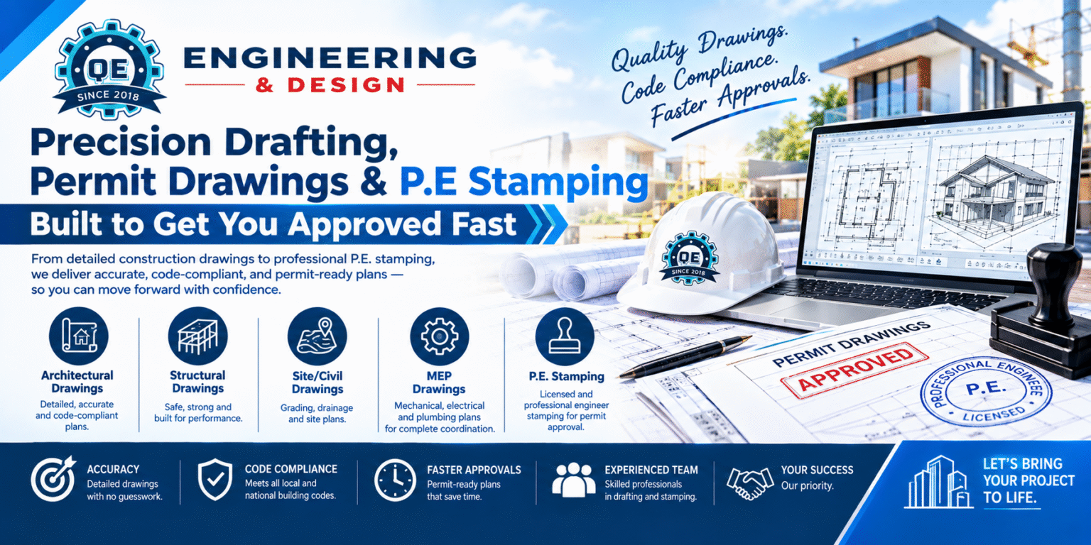Precision Drafting, Permit Drawings & P.E Stamping Built to Get You Approved Fast